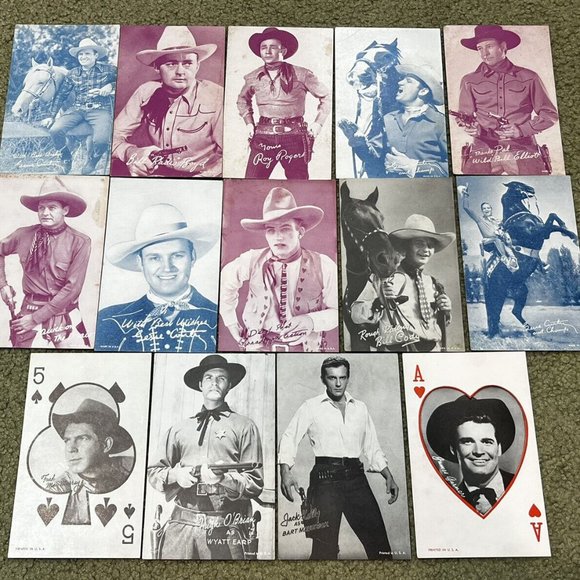1950's Vintage (12) Exhibit ARCADE CARD LOT - WESTERN Film COWBOYS - Excellent - Picture 1 of 6